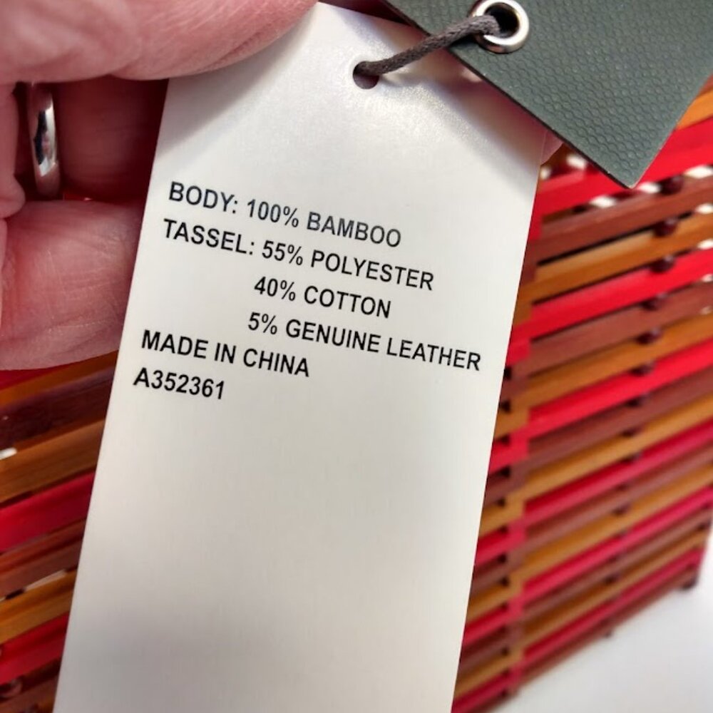 Vince Camuto Bayne Bamboo Clutch Purse NEW Papaya Orange Summer Colorful - Picture 6 of 11